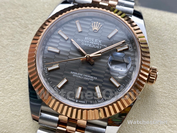 Replica Rolex Datejust-m126331 0020, grijs wijzerplaat met geribbeld motief, grijze wijzerplaat voor heren