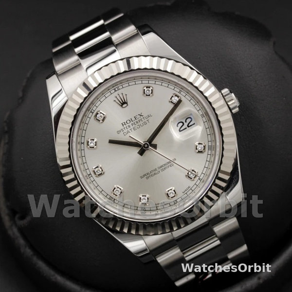 Rolex Datejust II 116334 Silver Diamond Dial 41mm Mens Replica Watch