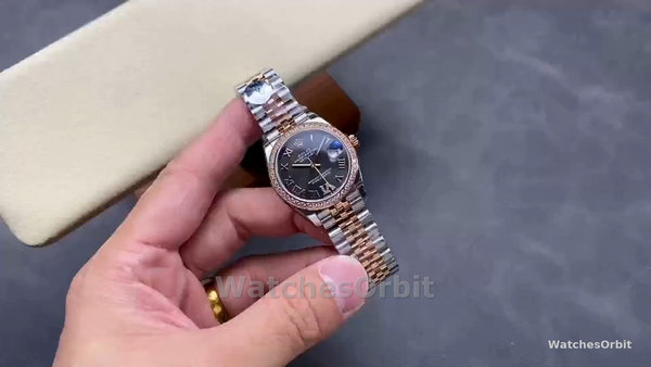 Women's Rolex Datejust Lady 31-278381RBR, Rose Gold & Steel, Slate Roman Diamond VI Dial, Diamond Bezel, Jubilee Bracelet, Women’s Slate