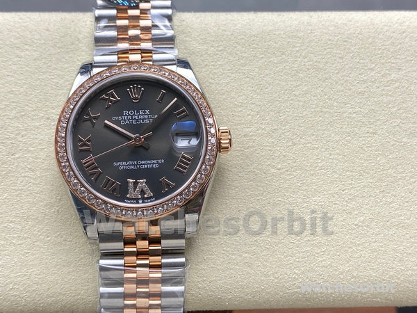 Womens Rolex Datejust Lady 31-278381RBR, Rose Gold & Steel, Slate Roman Diamond VI Dial, Diamond Bezel, Jubilee Bracelet, Women’s Slate Replica Watch Image