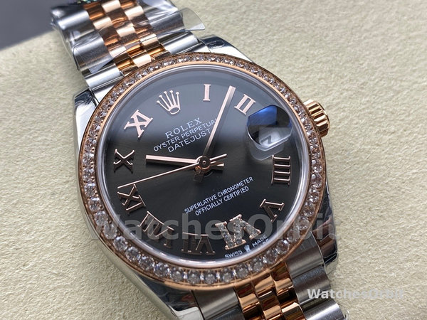 Womens Rolex Datejust Lady 31-278381RBR, Rose Gold & Steel, Slate Roman Diamond VI Dial, Diamond Bezel, Jubilee Bracelet, Women’s Slate Replica Watch Image