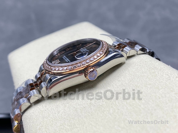 Womens Rolex Datejust Lady 31-278381RBR, Rose Gold & Steel, Slate Roman Diamond VI Dial, Diamond Bezel, Jubilee Bracelet, Women’s Slate Replica Watch Image