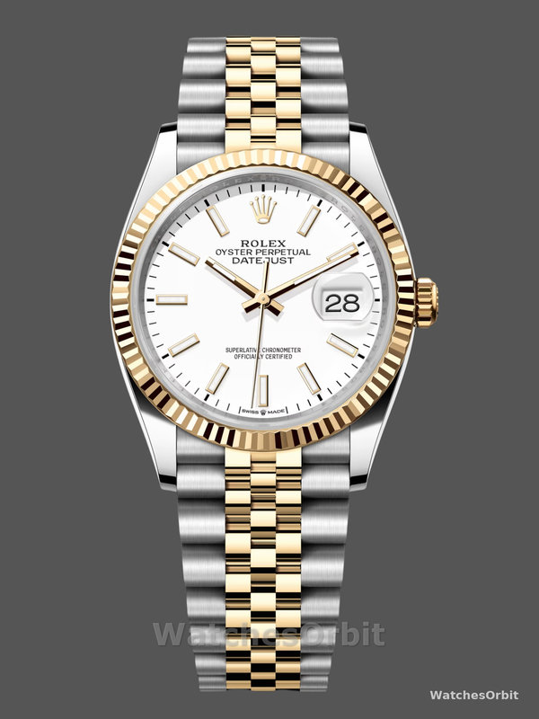Rolex Datejust m126233 0019 White Index Dial Fluted Bezel 36MM Unisex Replica Watch