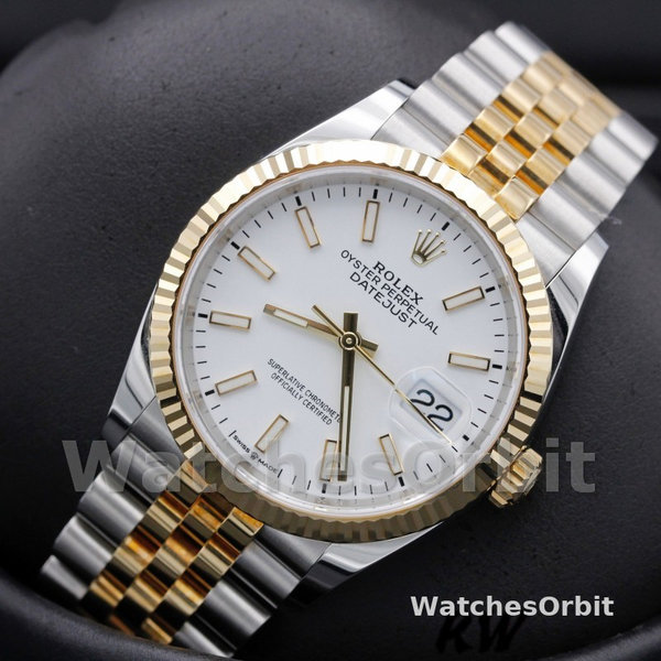 Womens Rolex Datejust 36mm Unisex-m126233 0019-White Index Dial-Fluted Bezel White Replica Image