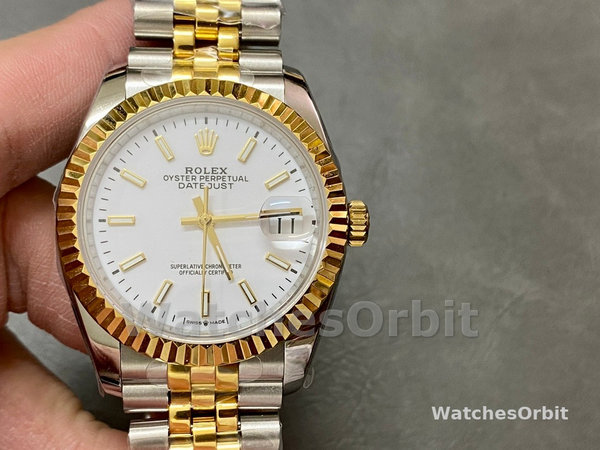 Womens Rolex Datejust 36mm Unisex-m126233 0019-White Index Dial-Fluted Bezel White Replica Image