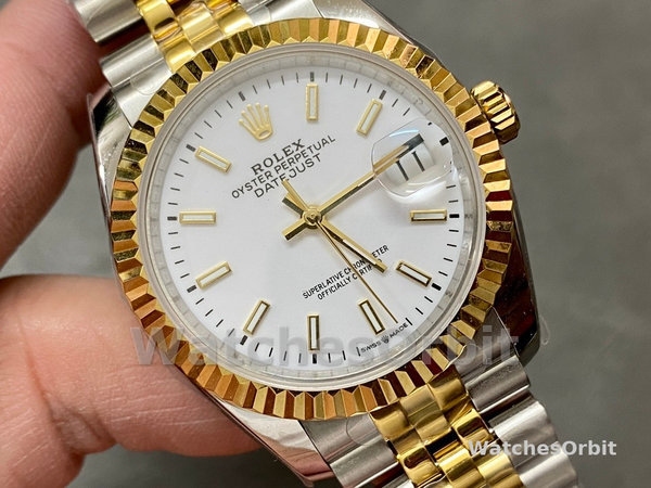 Womens Rolex Datejust 36mm Unisex-m126233 0019-White Index Dial-Fluted Bezel White Replica Image