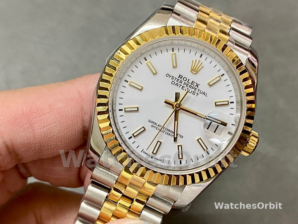 Womens Rolex Datejust 36mm Unisex-m126233 0019-White Index Dial-Fluted Bezel White Replica Image