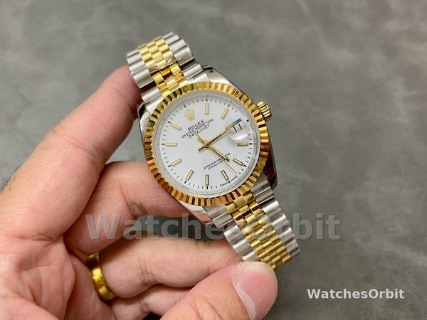 Womens Rolex Datejust 36mm Unisex-m126233 0019-White Index Dial-Fluted Bezel White Replica Image