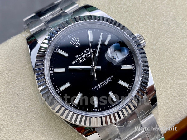 Rolex Datejust m126334 0017 Fluted Bezel Black Dial 41MM Mens Replica Watch
