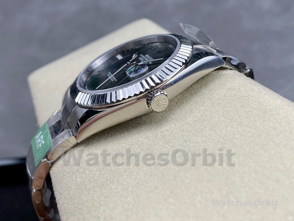 Replica Rolex Datejust 41 mm Uomo-m126334 0021-Lunetta scanalata-Giallo grigio Wimbledon Quadrante grigio Wimbledon