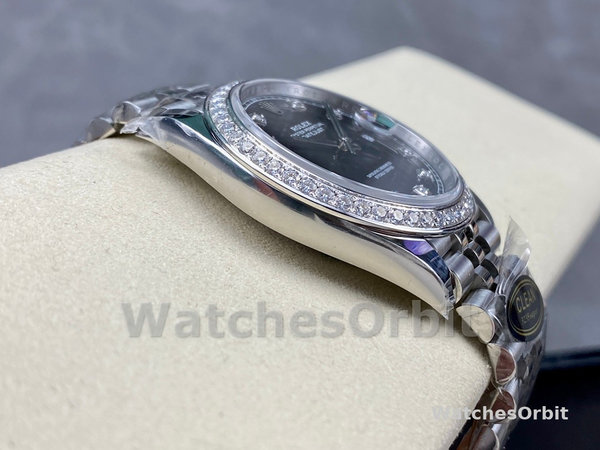 Mens Rolex Datejust Stainless Steel Black Diamond Dial Jubilee Bracelet - 126284RBR 0019 Black Dial Replica Watch Image