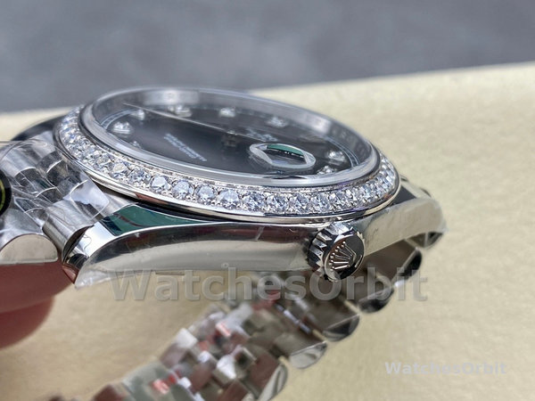 Mens Rolex Datejust Stainless Steel Black Diamond Dial Jubilee Bracelet - 126284RBR 0019 Black Dial Replica Watch Image