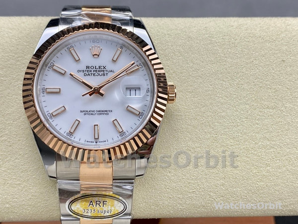 Mens Rolex Datejust-m126231 0018, Stainless Steel & Rose Gold, White Index, Oyster White Dial Replica Watch Image