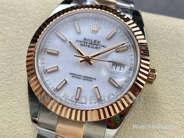 Mens Rolex Datejust-m126231 0018, Stainless Steel & Rose Gold, White Index, Oyster White Dial Replica Watch Image