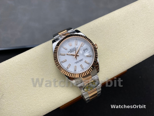 Mens Rolex Datejust-m126231 0018, Stainless Steel & Rose Gold, White Index, Oyster White Dial Replica Watch Image