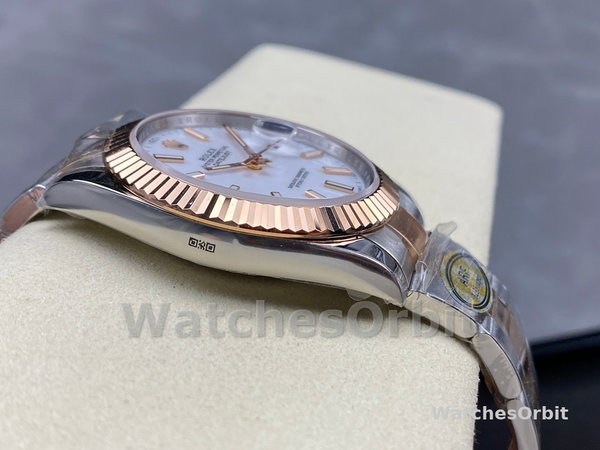 Mens Rolex Datejust-m126231 0018, Stainless Steel & Rose Gold, White Index, Oyster White Dial Replica Watch Image
