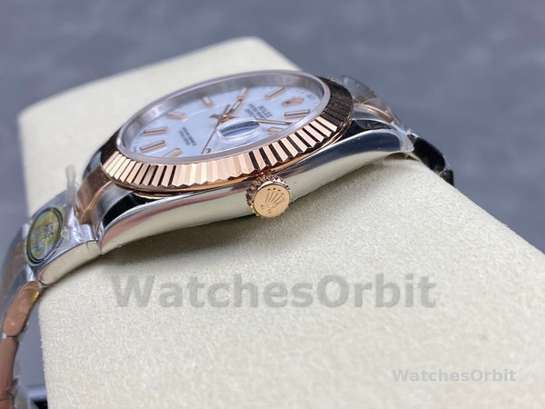 Mens Rolex Datejust-m126231 0018, Stainless Steel & Rose Gold, White Index, Oyster White Dial Replica Watch Image