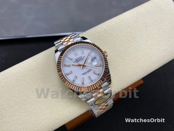 Mens Rolex Datejust-M126231 0017, Steel & Everose Gold, White Dial White Dial Replica Watch Image