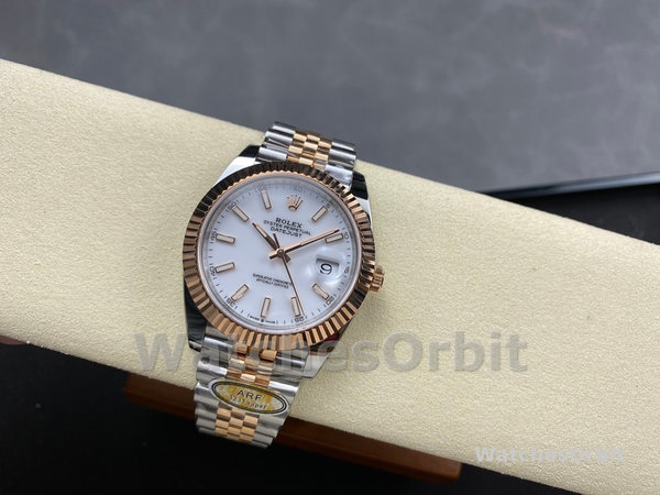 Mens Rolex Datejust-M126231 0017, Steel & Everose Gold, White Dial White Dial Replica Watch Image