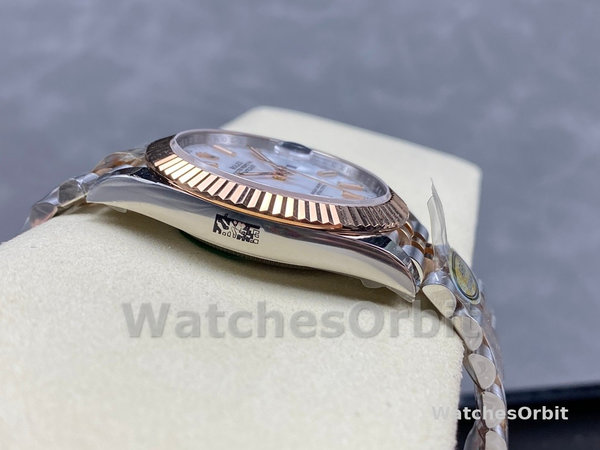 Mens Rolex Datejust-M126231 0017, Steel & Everose Gold, White Dial White Dial Replica Watch Image