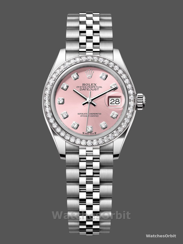 Rolex Datejust Steel White Gold Pink Dial m279384rbr 0003 28mm Lady Replica Watch