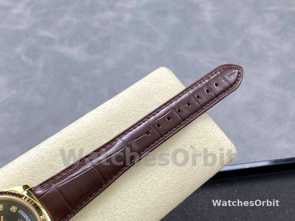Replica Rolex Day Date 36-m128348RBR 0026 unisex, oro giallo, quadrante champagne, lunetta con diamanti, champagne
