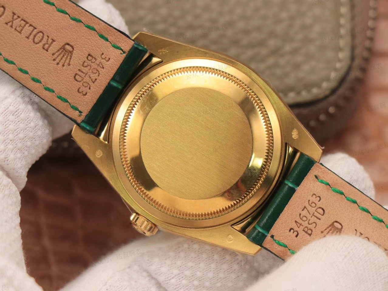 Replica Rolex Day Date-118138, 36mm, Groen & Diamanten voor heren
