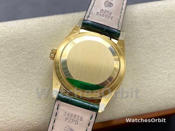 Replica Rolex Day Date-118138, 36mm, Groen & Diamanten voor heren