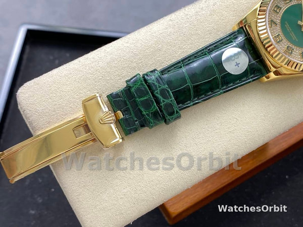 Replica Rolex Day Date-118138, 36mm, Groen & Diamanten voor heren