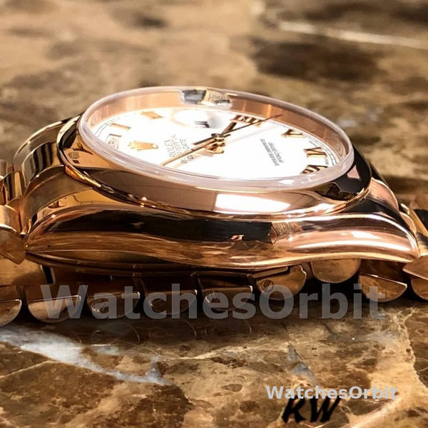 Replica Rolex Day-Date 36mm Unisex-118205-Everose Gold-White Dial Wit