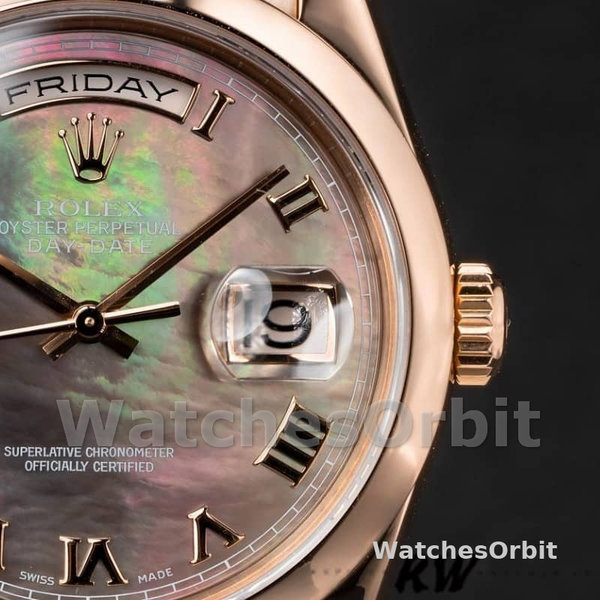 Replica Rolex Day-Date 36mm Unisex-118205-MOP-Roman Numeral Dial MOP