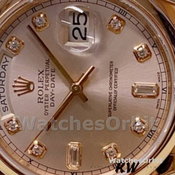 Replica Rolex Day-Date 36mm voor heren-118205-Roze wijzerplaat met diamant