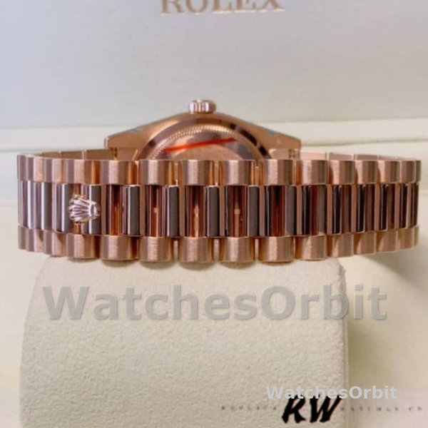 Replica Rolex Day-Date 36mm unisex-118205-Rose Gold-Champagne Diamond Dial Champagne