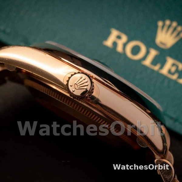 Replica Rolex Day-Date 36mm Unisex-118205-Rose Gold-Chocolate Brown Dial Chocolade