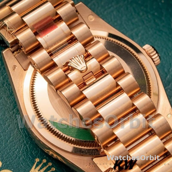 Replica Rolex Day-Date 36mm Unisex-118205-Rose Gold-Chocolate Brown Dial Chocolade
