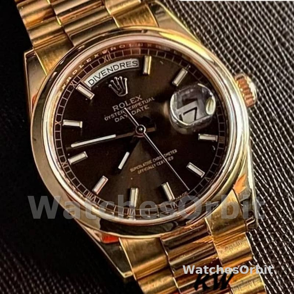 Replica Rolex Day-Date 36mm unisex-118205-Rose Gold-Chocolate Dial Chocolade