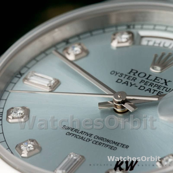 Replica Rolex Day-Date 36mm unisex-118206-IJsblauwe wijzerplaat-diamant-platina Ijsblauw