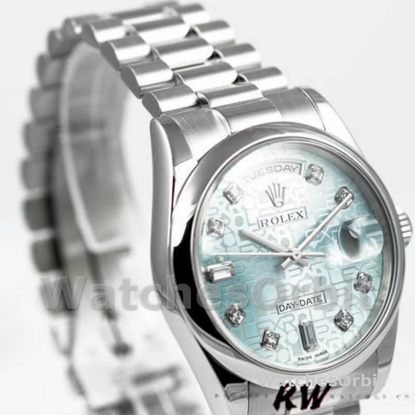 Replica Rolex Day-Date 36mm Unisex-118206-Ice Blue-Diamonds Dial Ijsblauw