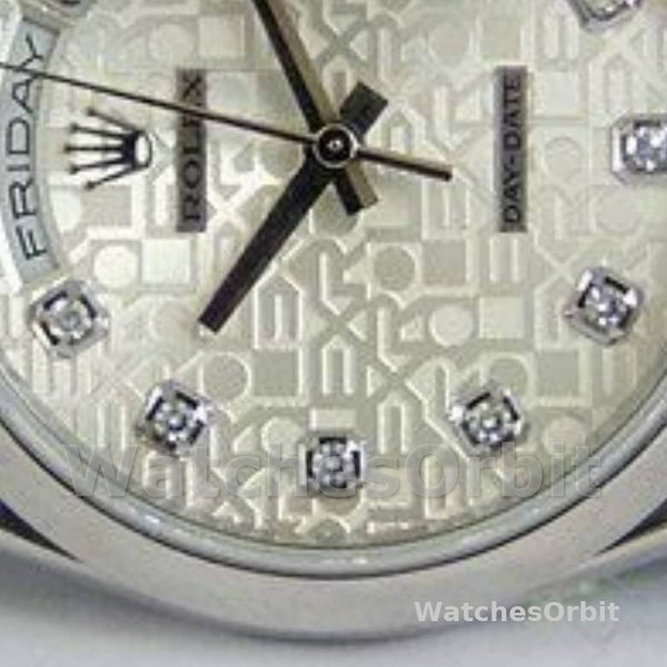 Replica Rolex Unisex's Day-Date 36mm Unisex-118206-Jubileum-Zilveren Wijzerplaat-Diamanten Zilver