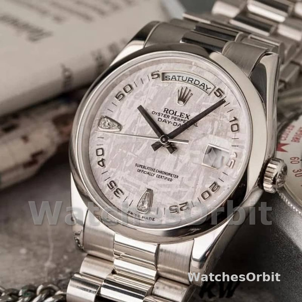Replica Rolex Day-Date 36mm Unisex-118206-Meteoriet Grijze Wijzerplaat