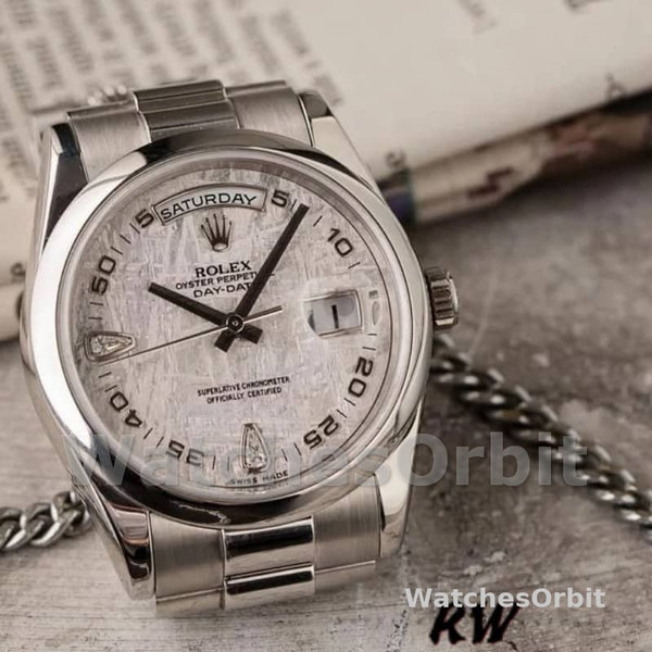 Replica Rolex Day-Date 36mm Unisex-118206-Meteoriet Grijze Wijzerplaat