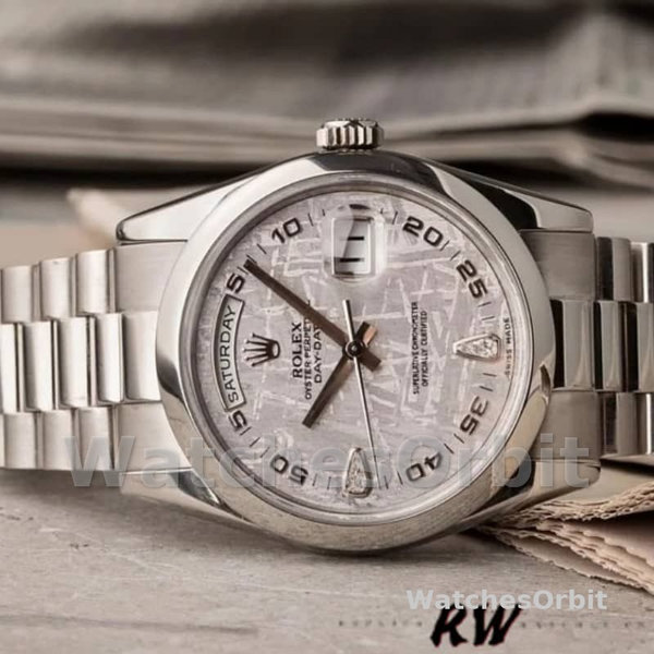 Replica Rolex Day-Date 36mm Unisex-118206-Meteoriet Grijze Wijzerplaat