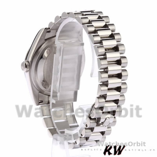 Replica Rolex Day-Date 36mm Unisex-118206-Parelmoer-Zwarte Wijzerplaat MOP