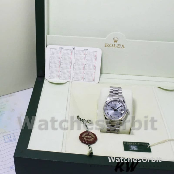 Replica Rolex Day-Date 36mm Unisex-118206-Platinum-Ice Blue Dial Ijsblauw