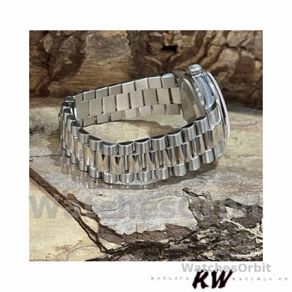 Replica Rolex Unisex's Day-Date 36mm Unisex-118206-Rhodium Grijze Wijzerplaat-Romeinse Cijfers