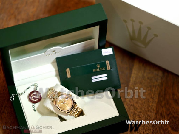 Replique Rolex Day-Date 36mm Unisex-118208-Arabic Numeral Wave-Champagne Cadran Champagne