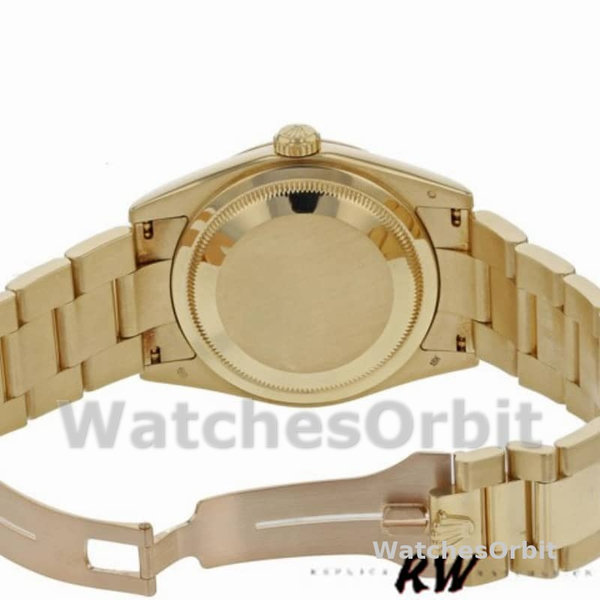 Replique Rolex Day-Date 36mm Unisex-118208-Cadran arabe noir-or jaune noir