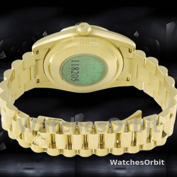 Replique Rolex Day-Date 36mm Unisex-118208-Cadran noir-Automatique-Or jaune Noir