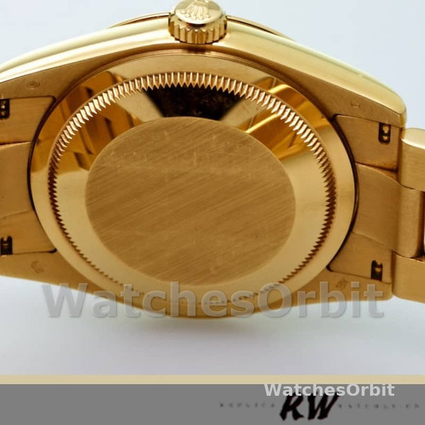 Replique Rolex Day-Date 36mm Unisex-118208-Cadran diamant noir-Or jaune Noir