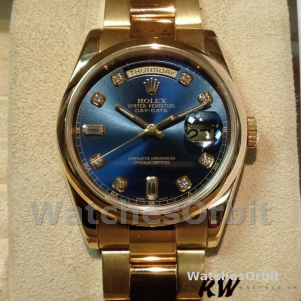 Replique Rolex Day-Date 36mm Unisex-118208-Blue Cadran Diamant Bleu